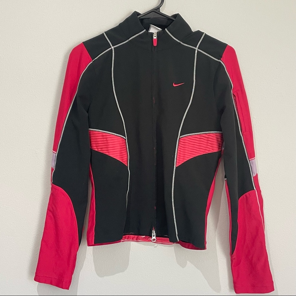 Nike Pink/Black Fitdry Performance Zipup Running Jacket - Size Small